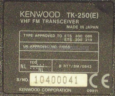 VHF FM Transceiver TK-250; Kenwood, Trio- (ID = 2622823) Commercial TRX