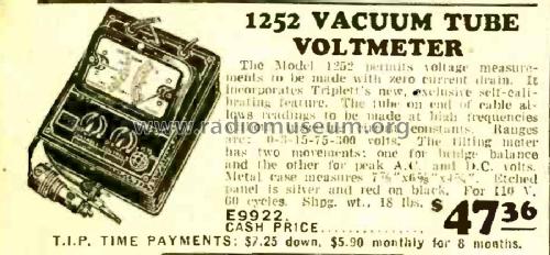 Vacuum Tube Voltmeter 1252; Triplett Electrical (ID = 3080166) Equipment