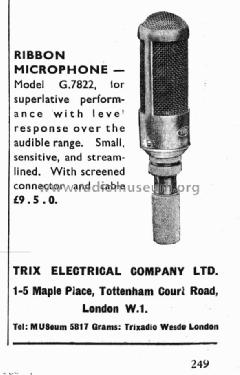 Ribbon Microphone G.7822; Trix Brand, Lever (ID = 1760685) Microphone/PU