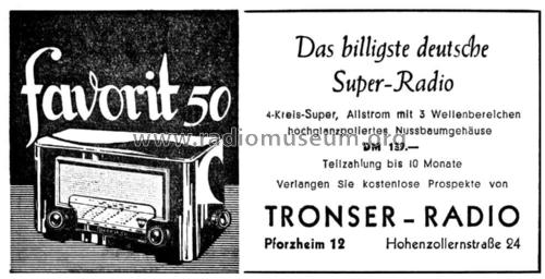 Favorit 50 4350; Tronser-Radio, (ID = 2133012) Radio