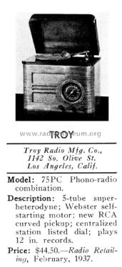 57-PC ; Troy Radio Mfg. Co. (ID = 1159578) Radio