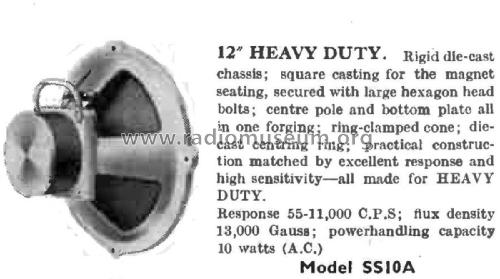 12' Heavy Duty Speaker SSI0A; Truvox Ltd.; London (ID = 3003733) Parlante