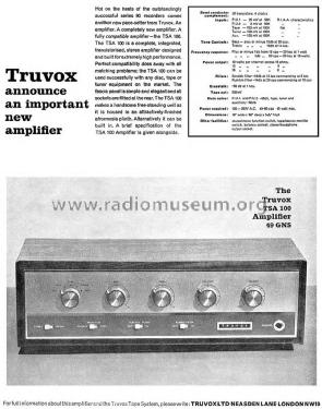 Stereo Amplifier TSA-100; Truvox Ltd.; London (ID = 2999331) Ampl/Mixer