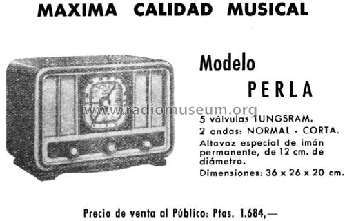 Perla T752; Tungsram Radio S.L. (ID = 1982410) Radio