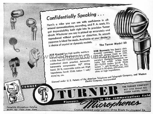 Crystal Microphone 33X; Turner Co. The; (ID = 1802828) Mikrofon/TA
