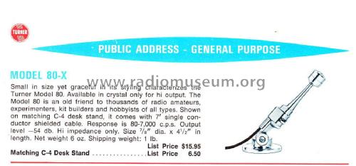 Crystal Microphone 80X; Turner Co. The; (ID = 2335750) Microfono/PU