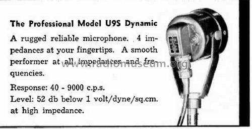 Multi-Impedance Dynamic Microphone U9S; Turner Co. The; (ID = 1792158) Microfono/PU