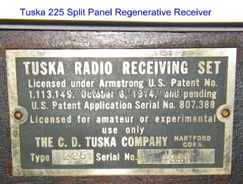 225 224/226; Tuska Co., The C.D.; (ID = 928681) Radio