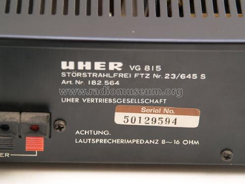 Intergrated Stereo Amplifier VG 815; Uher Werke; München (ID = 1702996) Verst/Mix