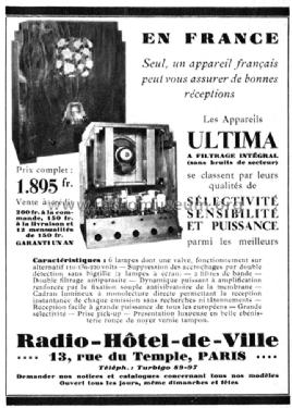 Poste à 6 lampes ; Ultima; Paris (ID = 1860123) Radio