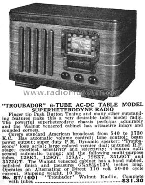 Troubador 8T-1601; Ultramar Mfg. Corp. (ID = 2138868) Radio