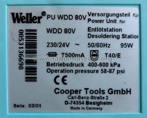 Enlötstation-Desoldering Station VDD 80V; Weller Tools Cooper (ID = 2704352) Equipment