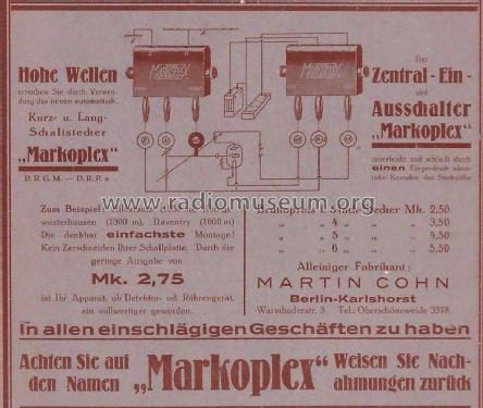 Markoplex dreipoliger Stecker mit Ausschalter ; Cohn, Martin; Berlin (ID = 2011511) Radio part