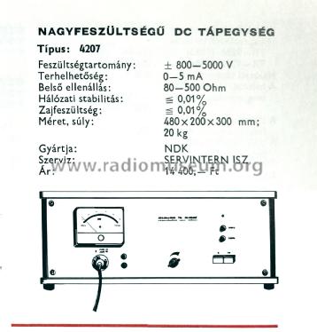 Hochspannungsnetzgerät - Nagyfeszültségű DC Tápegység 4207; Statron, VEB Ostd.; (ID = 2709658) Power-S