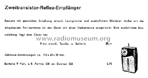 Zweitransistor-Reflex-Empfänger, Bausatz STR-207K; UNBEKANNTE FIRMA D / (ID = 2645544) Kit