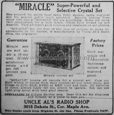 Miracle Crystal Set ; Uncle Al's Radio (ID = 2703094) Galène