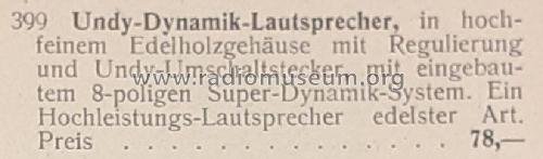 Dynamik Lautsprecher ; Undy-Werke, Pyreia (ID = 3006905) Speaker-P