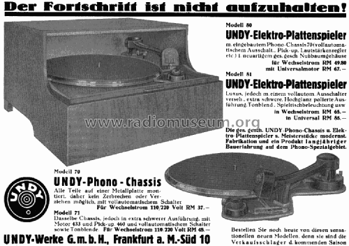 Elektro-Plattenspieler 81; Undy-Werke, Pyreia (ID = 2715040) Sonido-V