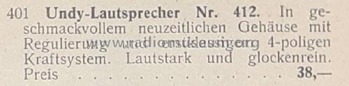 Lautsprecher Nr. 412; Undy-Werke, Pyreia (ID = 3006918) Speaker-P