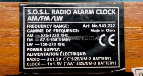 S.O.S.L. Radio Alarm Clock 543.722; Union Austria Marke (ID = 2379874) Radio