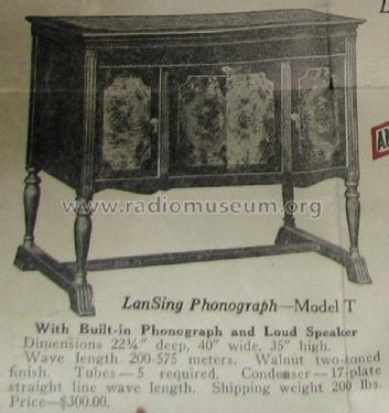 LanSing Phonograph Model T; United Engine Co.; (ID = 1592168) Radio