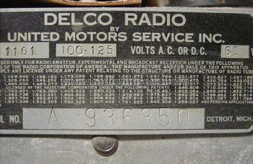 Delco 1101; United Motors (ID = 358468) Radio