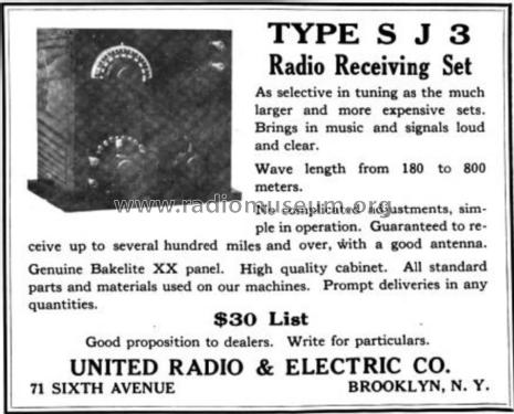 Radio Receiving Set Type S J 3 ; United Radio & (ID = 1697370) Radio