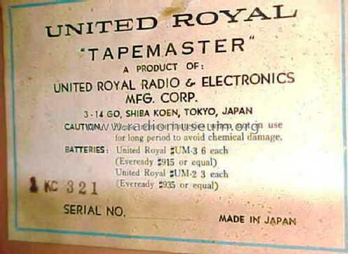 Tapemaster ; United Royal Radio & (ID = 2646965) Reg-Riprod