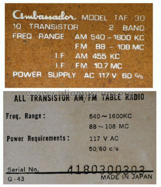 Ambassador Solid State TAF-30 ; Ambassador Allied (ID = 1067060) Radio