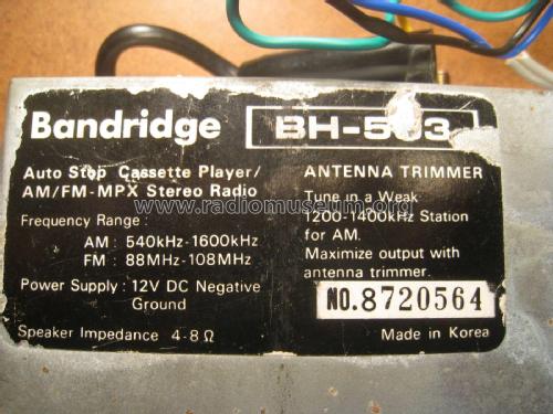 Bandridge Flatnose AM/FM Stereo Cassette BH-503; Unknown - CUSTOM (ID = 2073127) Car Radio