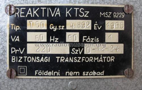 Biztonsági Transzformátor T50; Reaktiva KTSz.; (ID = 1448697) Power-S