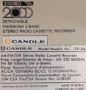 Candle Stereo 2000 JTR 1316; Unknown - CUSTOM (ID = 578705) Radio