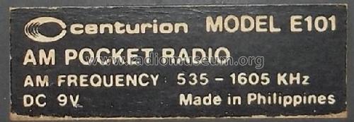 Centurion - AM Deluxe Pocket Radio E101; Centurion (ID = 1707263) Radio