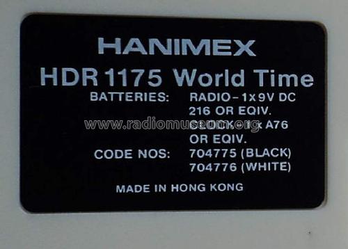 Hanimex World Time HDR1175 704775 ; Hanimex Pty, Ltd.; (ID = 1416917) Radio