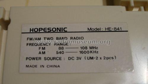 Hopesonic, Restroom radio HE-841; Hydas Fabrik; (ID = 1080108) Radio