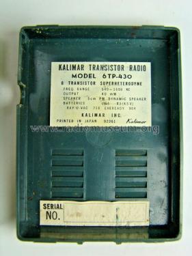 6 Transistor 6TP-430; Kalimar Inc.; (ID = 2527669) Radio