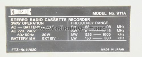 Kamosonic - Super Sound - Stereo Double Cassette Radio Recorder 911A; Unknown - CUSTOM (ID = 1844076) Radio