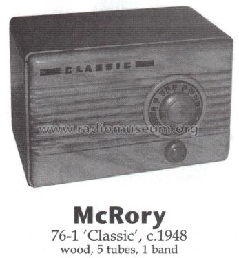 McRory 76-1 'Classic' ; Unknown - CUSTOM (ID = 1446114) Radio