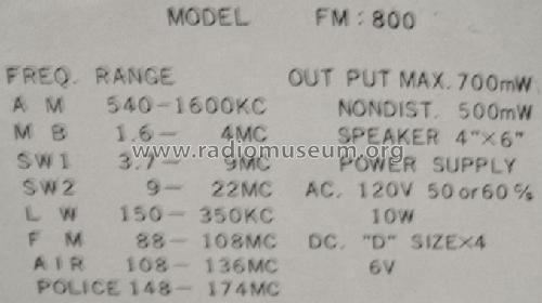 Solid State Multi Band FM:800; NuVox Electronics; (ID = 497624) Radio