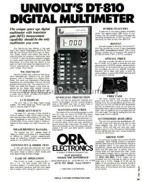 UniVolt Digital Multimeter DT-810; Ora Electronics; (ID = 2834070) Equipment