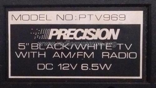 Precision Deluxe 5' Portable B/W TV-AM/FM Radio PTV969; Unknown - CUSTOM (ID = 2510786) TV-Radio