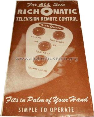 Richards Richomatic Television Remote Control ; Unknown - CUSTOM (ID = 1482114) Misc