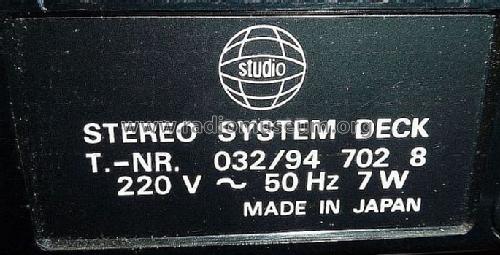 Studio Stereo System Deck 032/94 702 8; Unknown - CUSTOM (ID = 1561743) Enrég.-R
