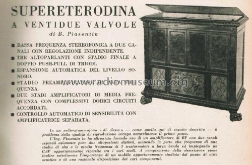 Supereterodina a 22 Valvole di B.Piasentin ; Unknown - CUSTOM (ID = 2546804) Radio