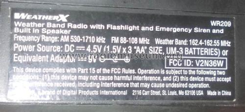 WeatherX WR209; Unknown - CUSTOM (ID = 2123875) Radio