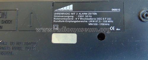 Otany Dual Alarm Clock Radio D602G; Woolworth GmbH, Unna (ID = 2891534) Radio