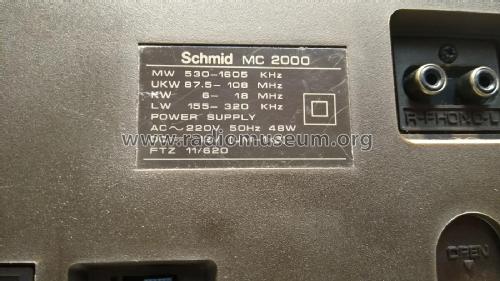 Schmid AM/FM Radio Cassette Recorder MC 2000; Yung Fu Electrical (ID = 2480154) Radio