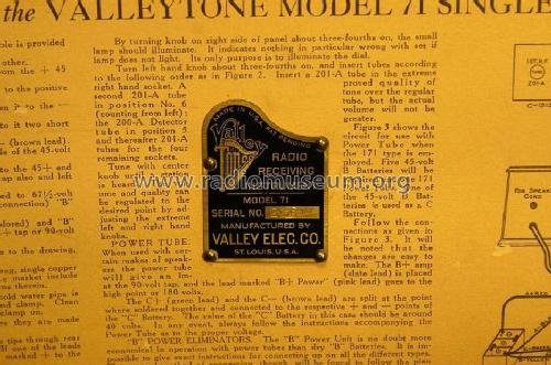 Valleytone 71; Valley Electric Co.; (ID = 1035389) Radio