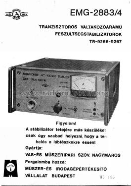 Transistorised 'AC' Voltage Stabilizer TR-9266 / 2883-1; Vas- és Müszeripari (ID = 2594981) Aliment.