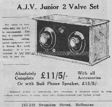 A.J.V. Junior 2 Valve Set ; Veall, Arthur J. Pty (ID = 2164209) Radio